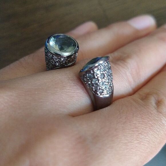 Black CZ Wrap Ring size 8 - Picture 2 of 6
